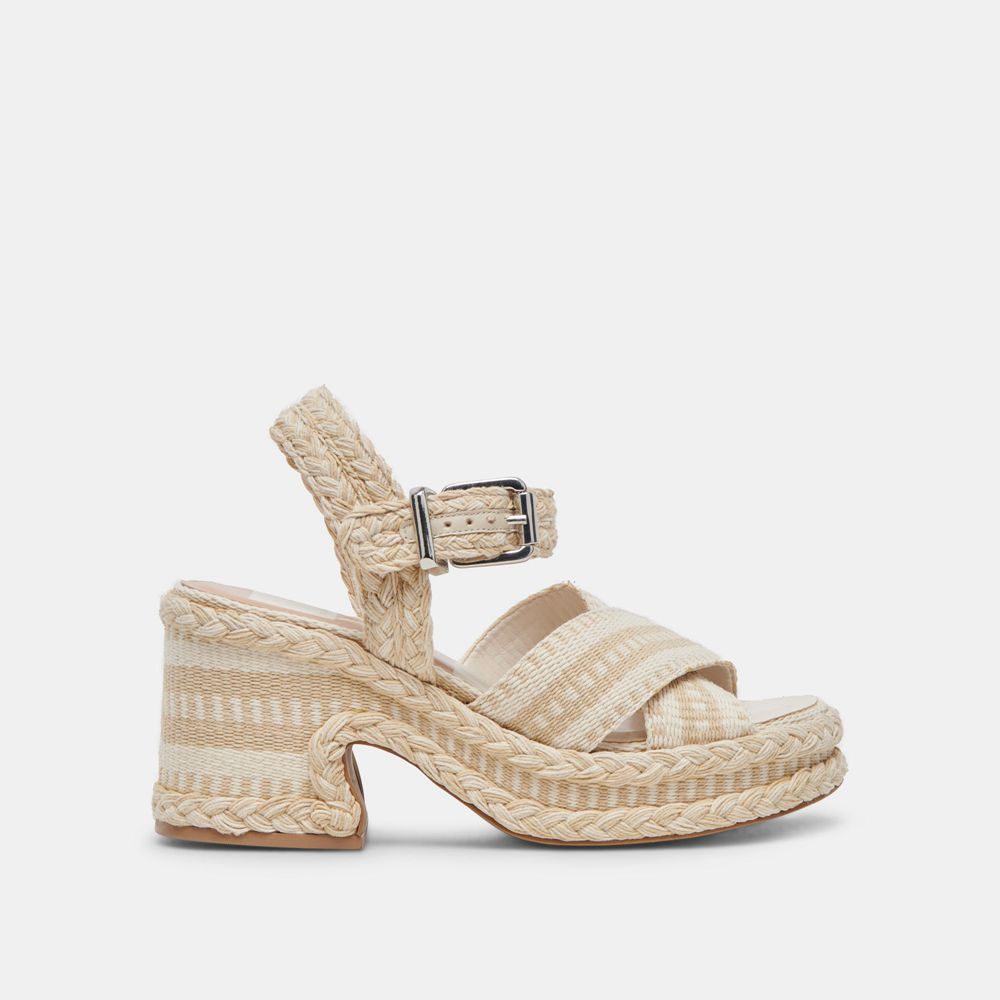 Dolce Vita Grayce Woven Women Heels Sandals Beige / White | US-061239ENA