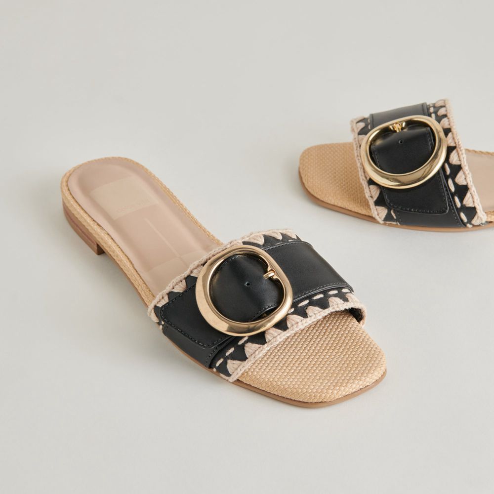 Dolce Vita Grecia Leather Women Sandals Black | US-349185TWI