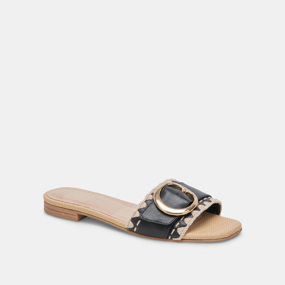 Dolce Vita Grecia Leather Women Sandals Black | US-349185TWI