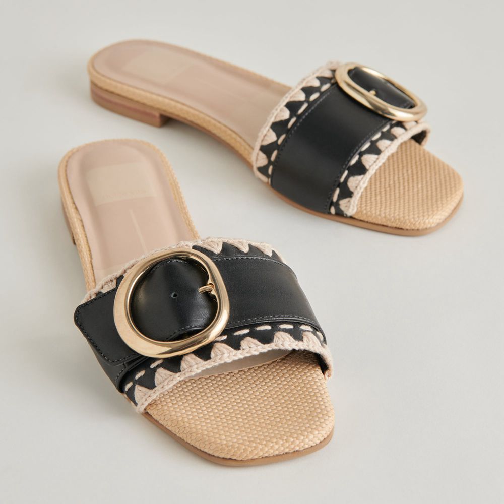 Dolce Vita Grecia Leather Women Sandals Black | US-349185TWI