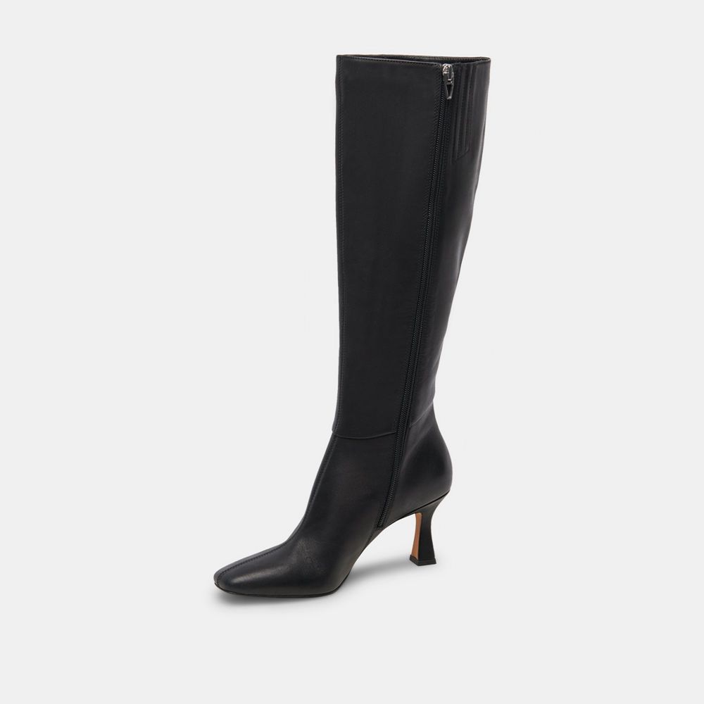 Dolce Vita Gyra Wide Calf Leather Women Boots Black | US-197543OWX