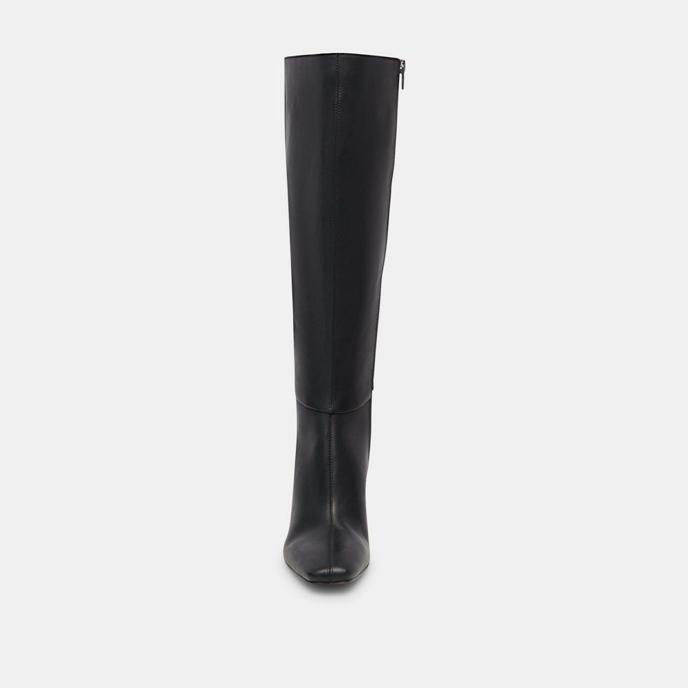 Dolce Vita Gyra Wide Calf Leather Women Boots Black | US-197543OWX