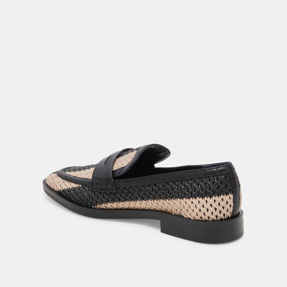 Dolce Vita Halley Raffia Women Flats Black | US-678041NWC