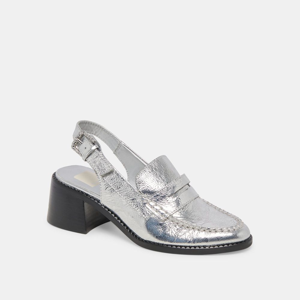 Dolce Vita Hardi Leather Women Heels Silver | US-239158NST