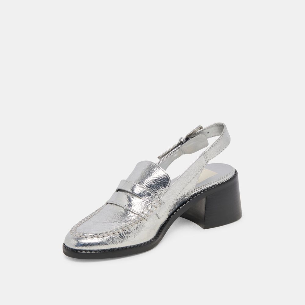 Dolce Vita Hardi Leather Women Heels Silver | US-239158NST