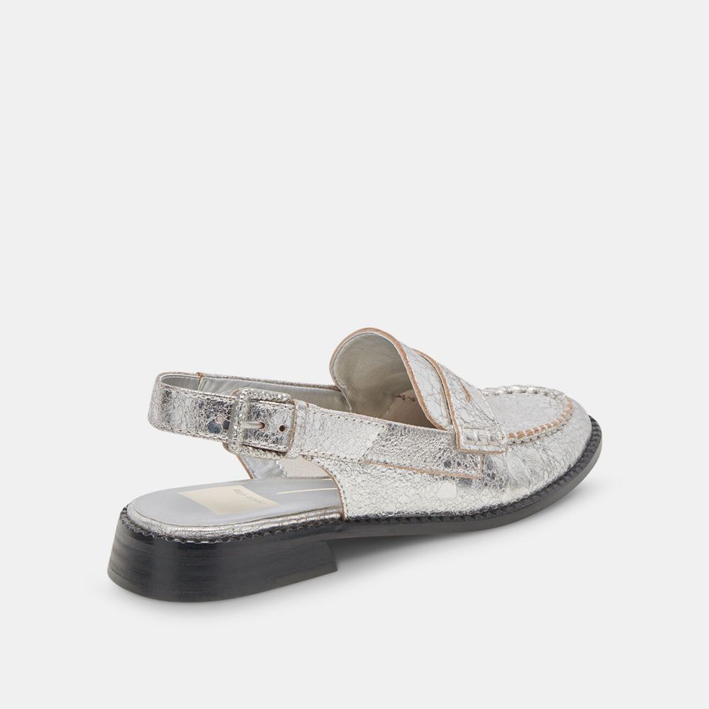 Dolce Vita Hardi Leather Women Loafers Silver | US-164907QYF