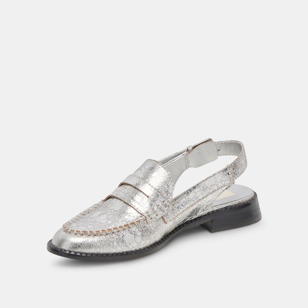 Dolce Vita Hardi Leather Women Loafers Silver | US-164907QYF