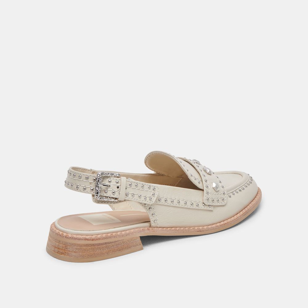 Dolce Vita Hardi Stud Crinkle Patent Women Loafers Cream | US-094381DOA