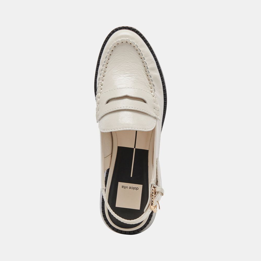 Dolce Vita Hardi Wide Crinkle Patent Women Loafers Cream | US-129647AMG