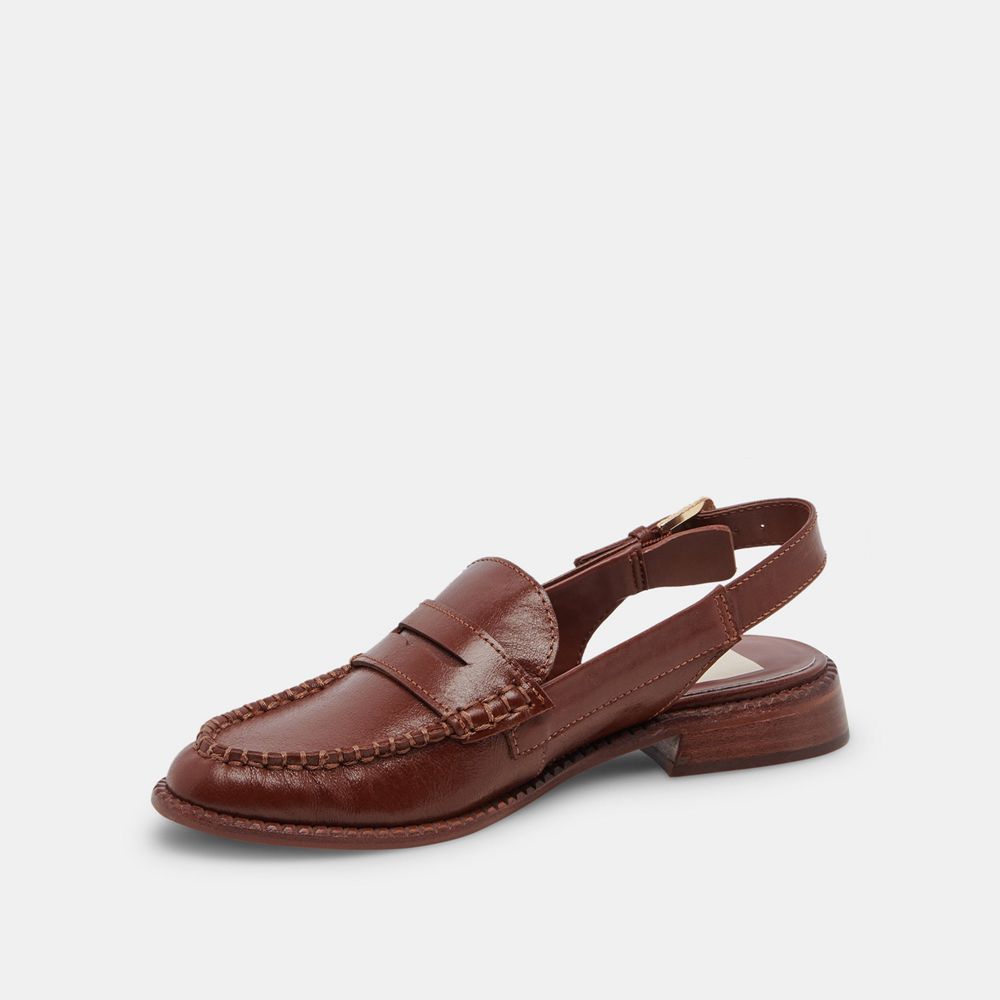 Dolce Vita Hardi Wide Crinkle Patent Women Loafers Brown | US-941327EON