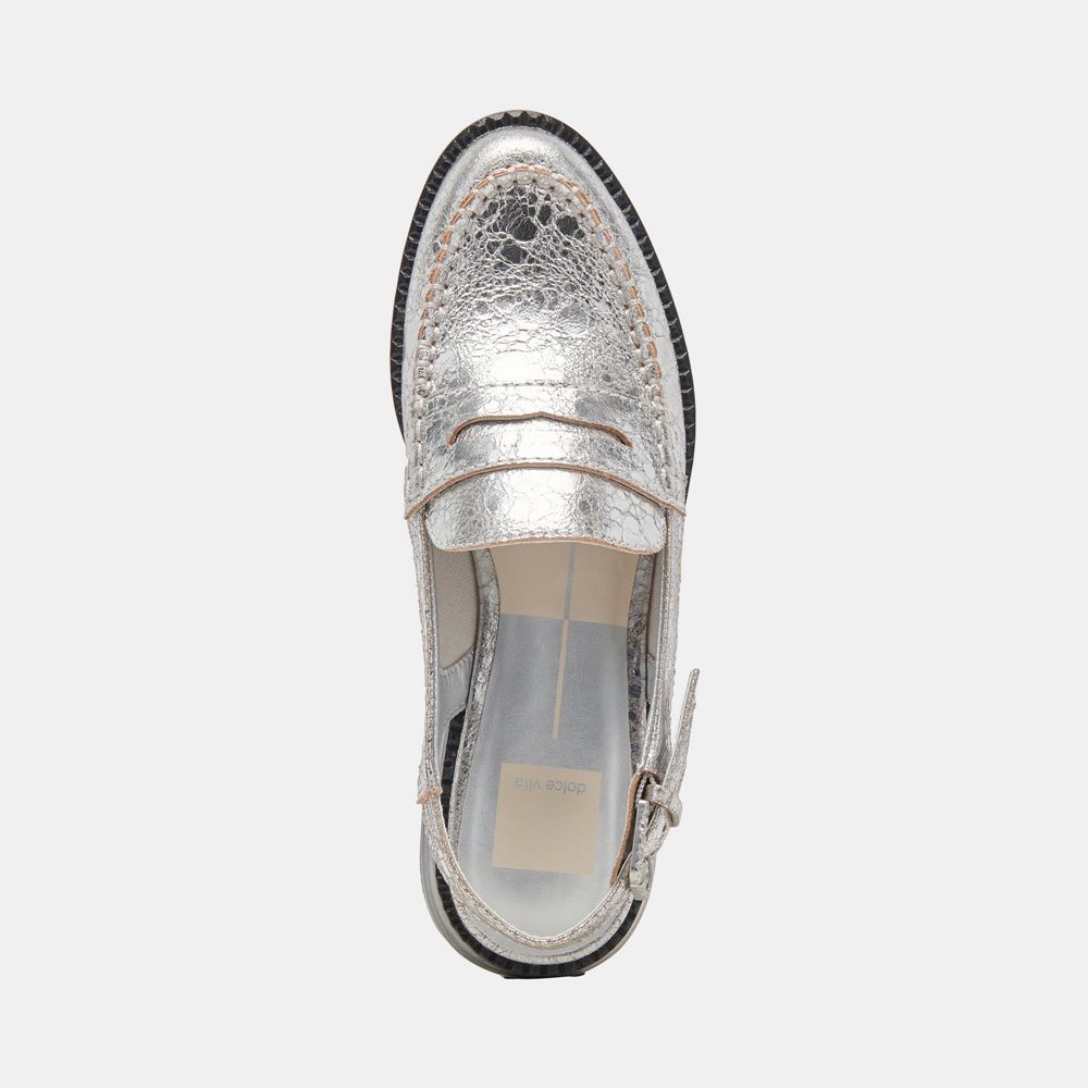 Dolce Vita Hardi Wide Leather Women Loafers Silver | US-804537ZSO