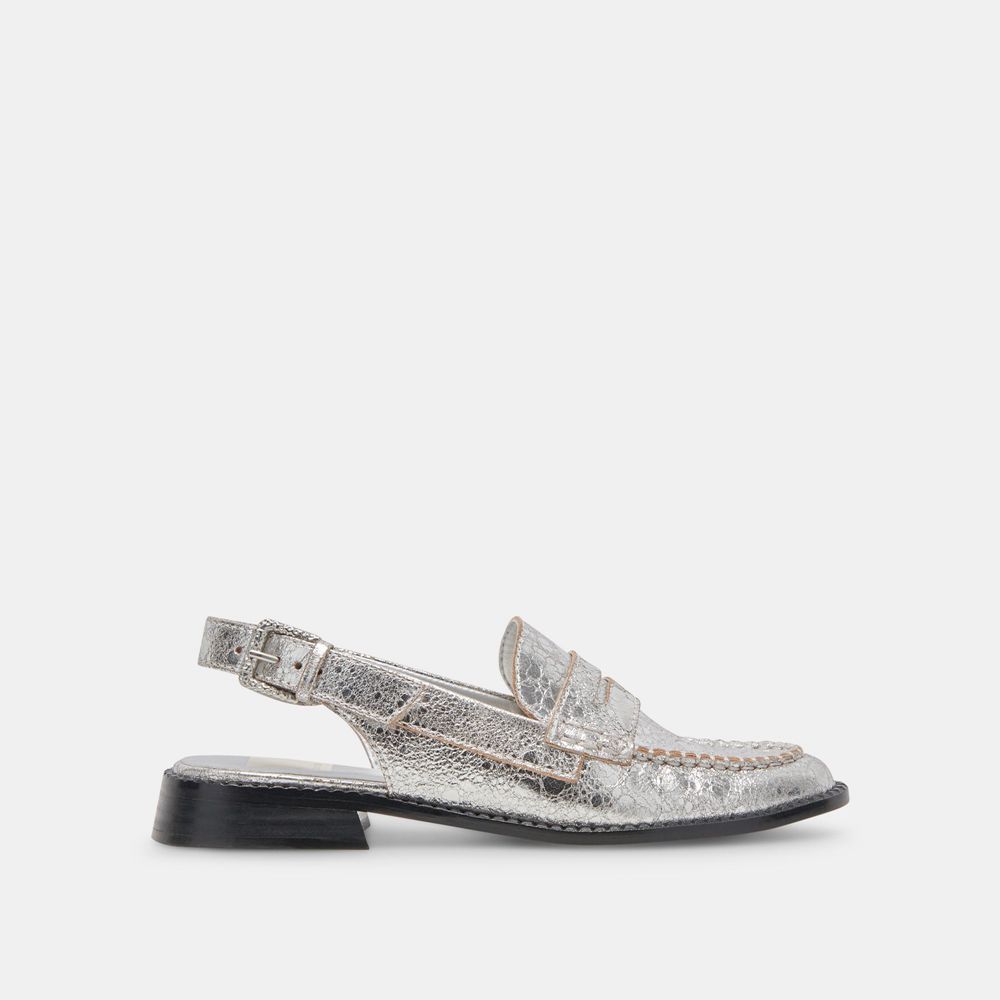 Dolce Vita Hardi Wide Leather Women Loafers Silver | US-804537ZSO