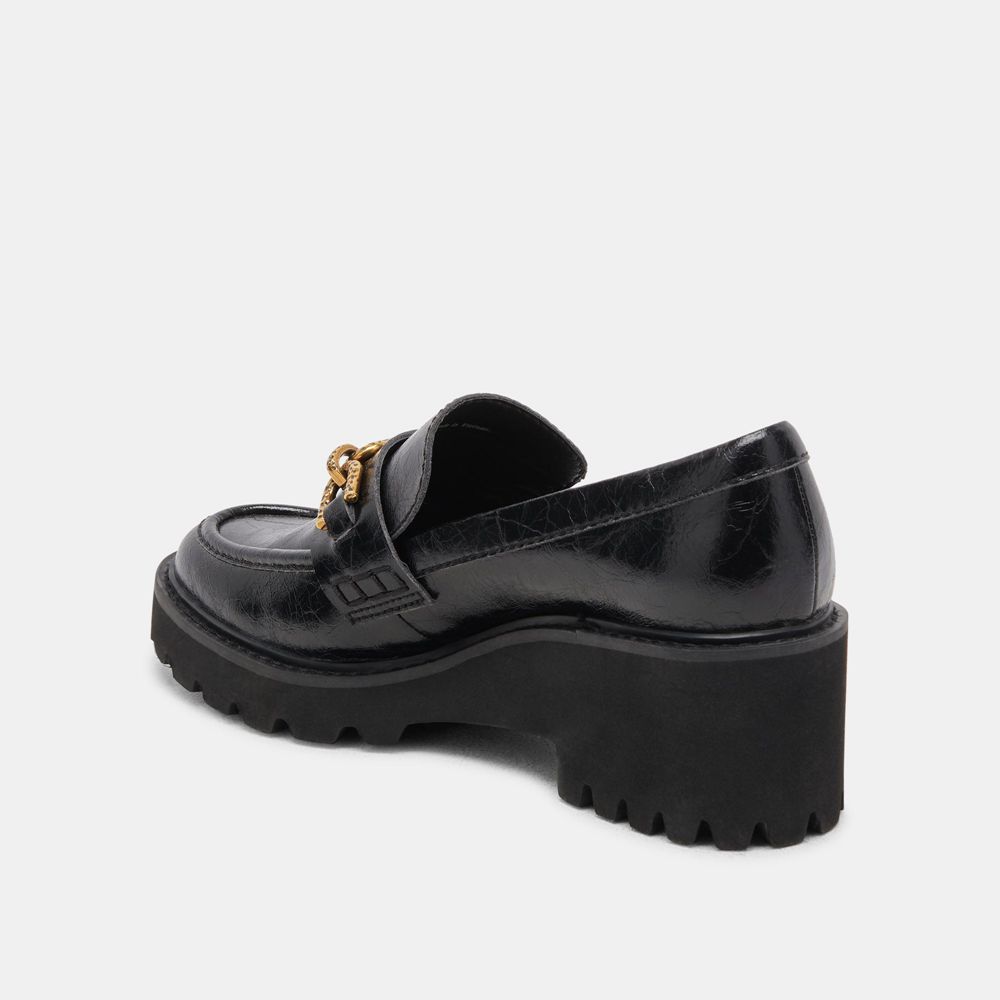 Dolce Vita Harlen Crinkle Patent Women Loafers Black | US-038142JZW