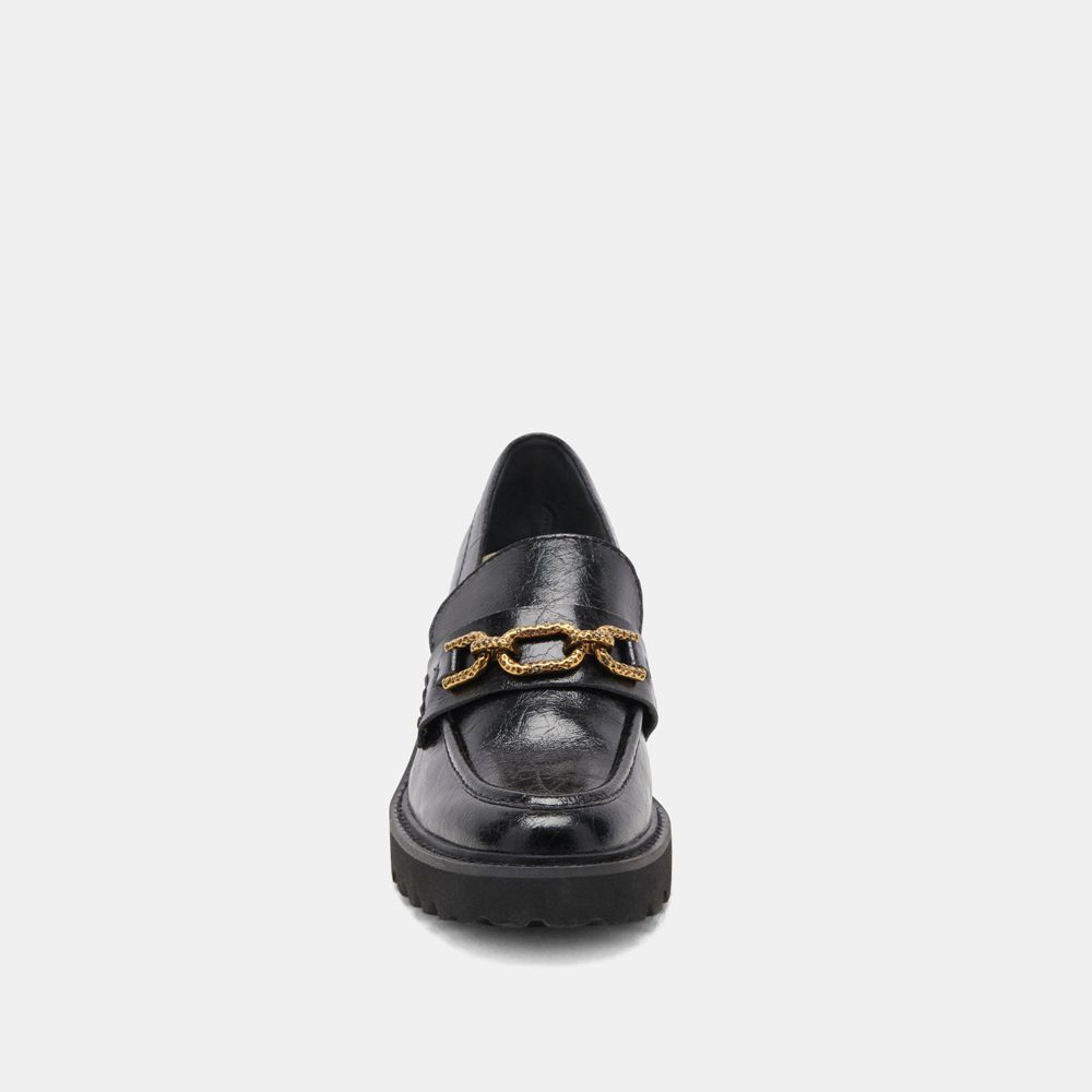 Dolce Vita Harlen Crinkle Patent Women Loafers Black | US-038142JZW