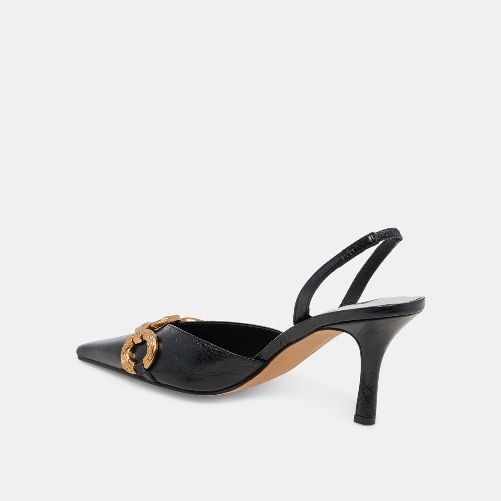 Dolce Vita Haylee Crinkle Patent Women Heels Black | US-926173YVD