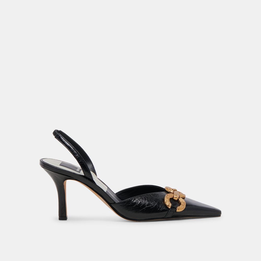 Dolce Vita Haylee Crinkle Patent Women Heels Black | US-926173YVD