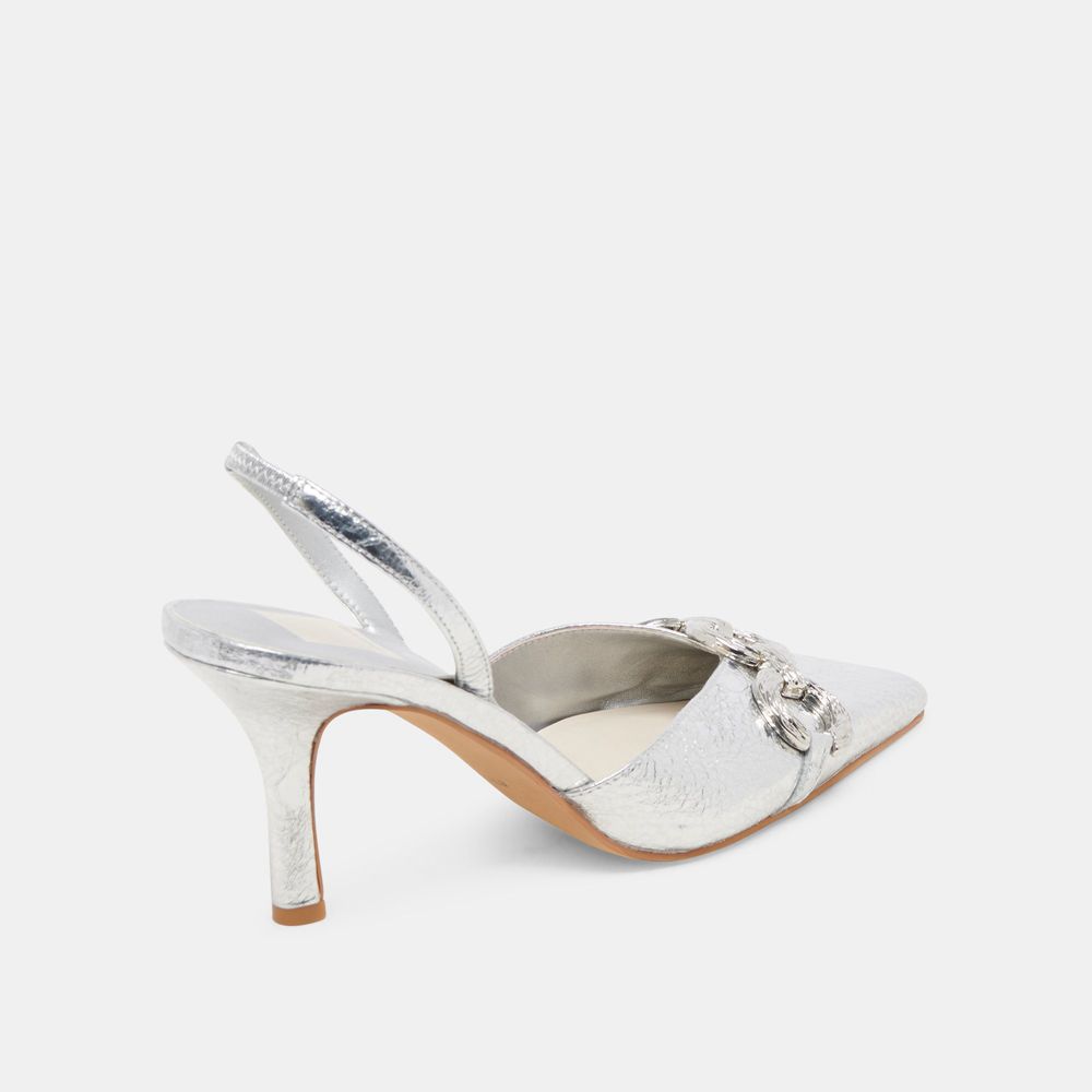 Dolce Vita Haylee Leather Women Heels Silver | US-174395GYA