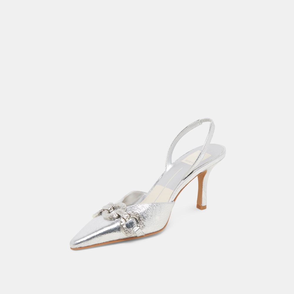 Dolce Vita Haylee Leather Women Heels Silver | US-174395GYA