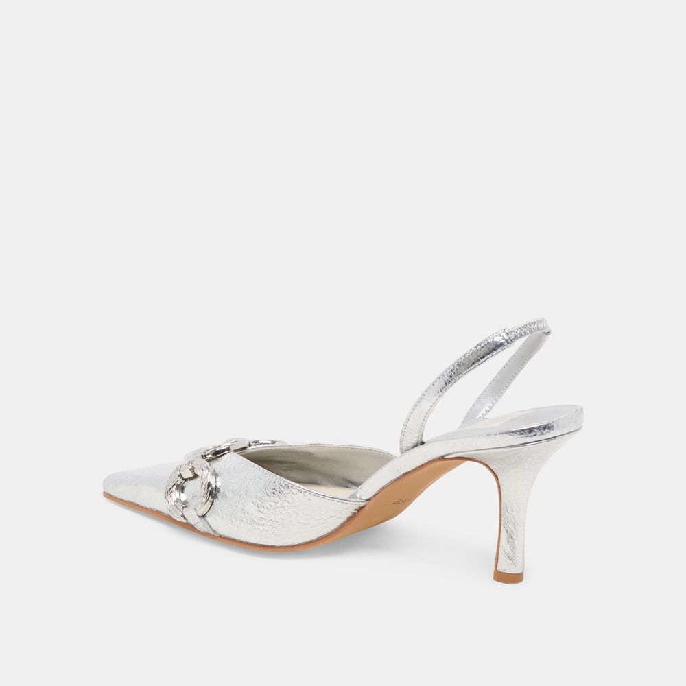 Dolce Vita Haylee Leather Women Heels Silver | US-174395GYA