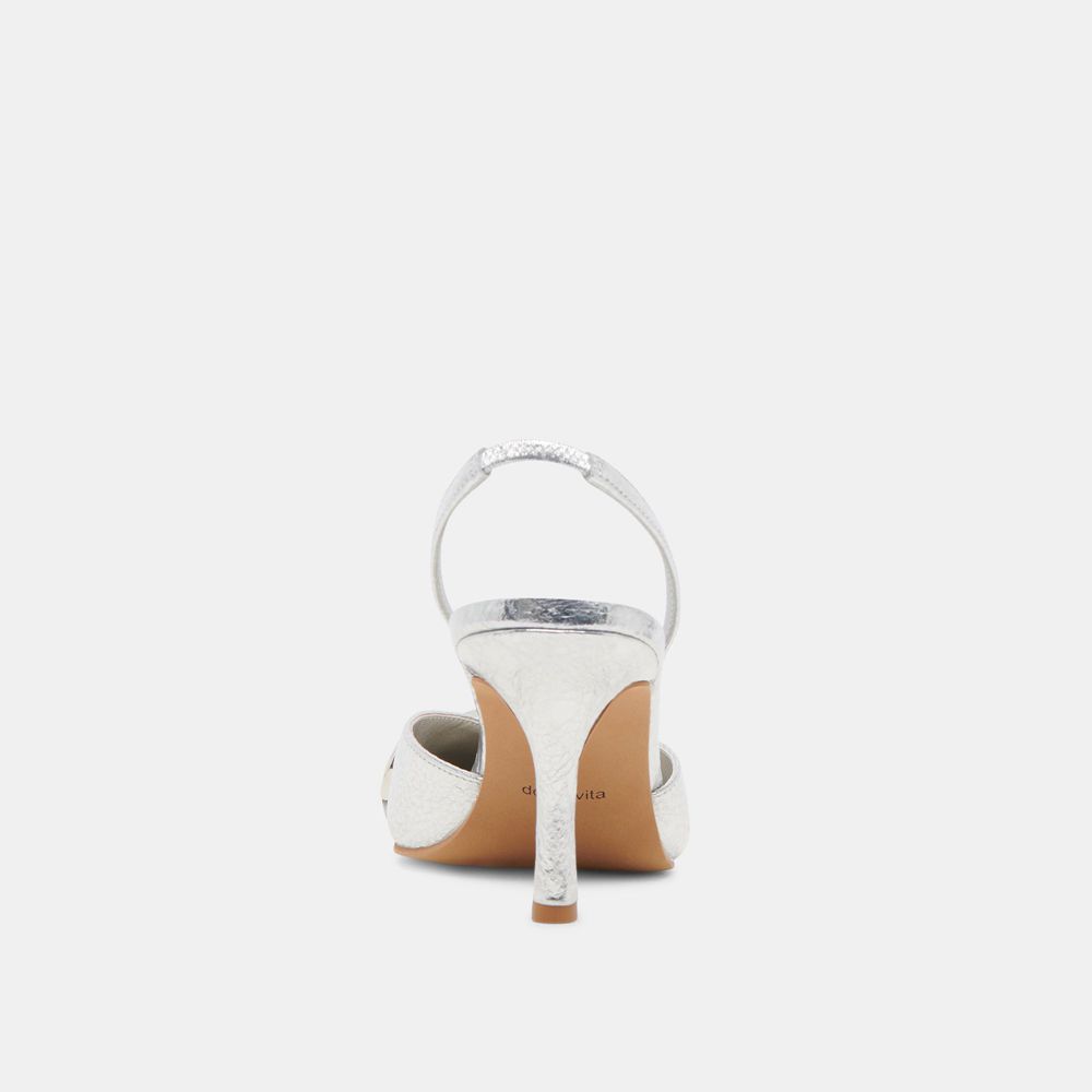 Dolce Vita Haylee Leather Women Heels Silver | US-174395GYA