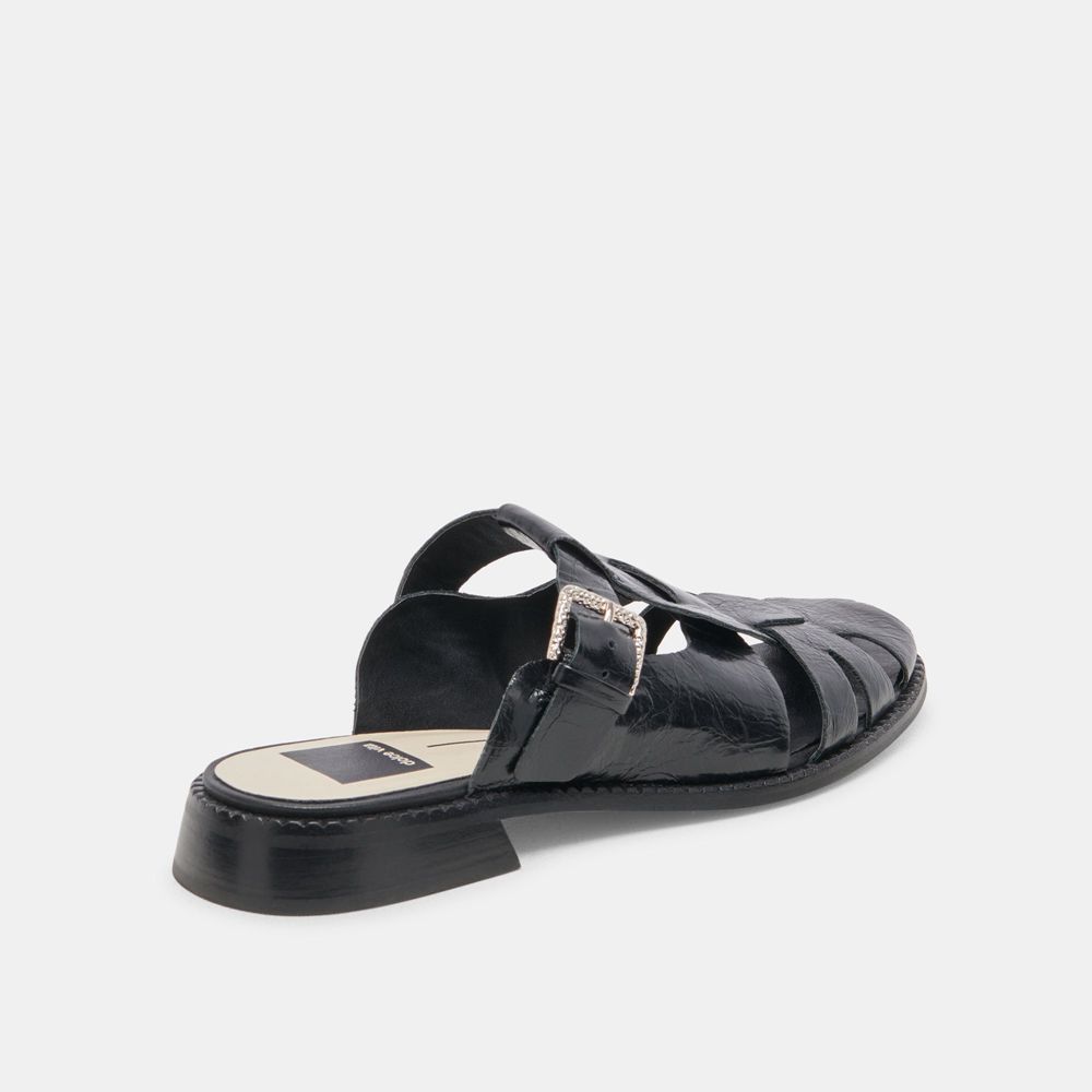 Dolce Vita Hippie Crinkle Patent Women Flats Black | US-517230LSI