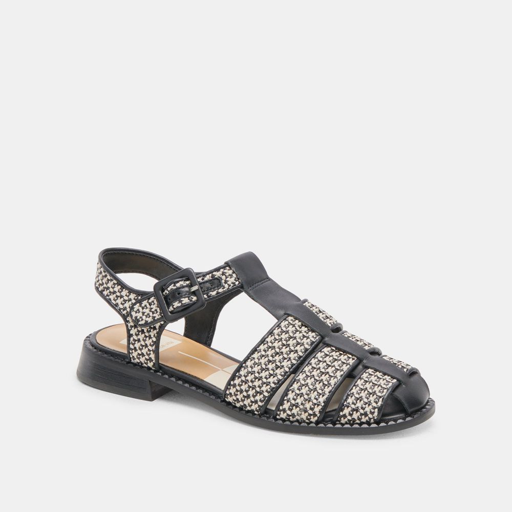 Dolce Vita Holis Raffia Women Sandals Black | US-317465YBH