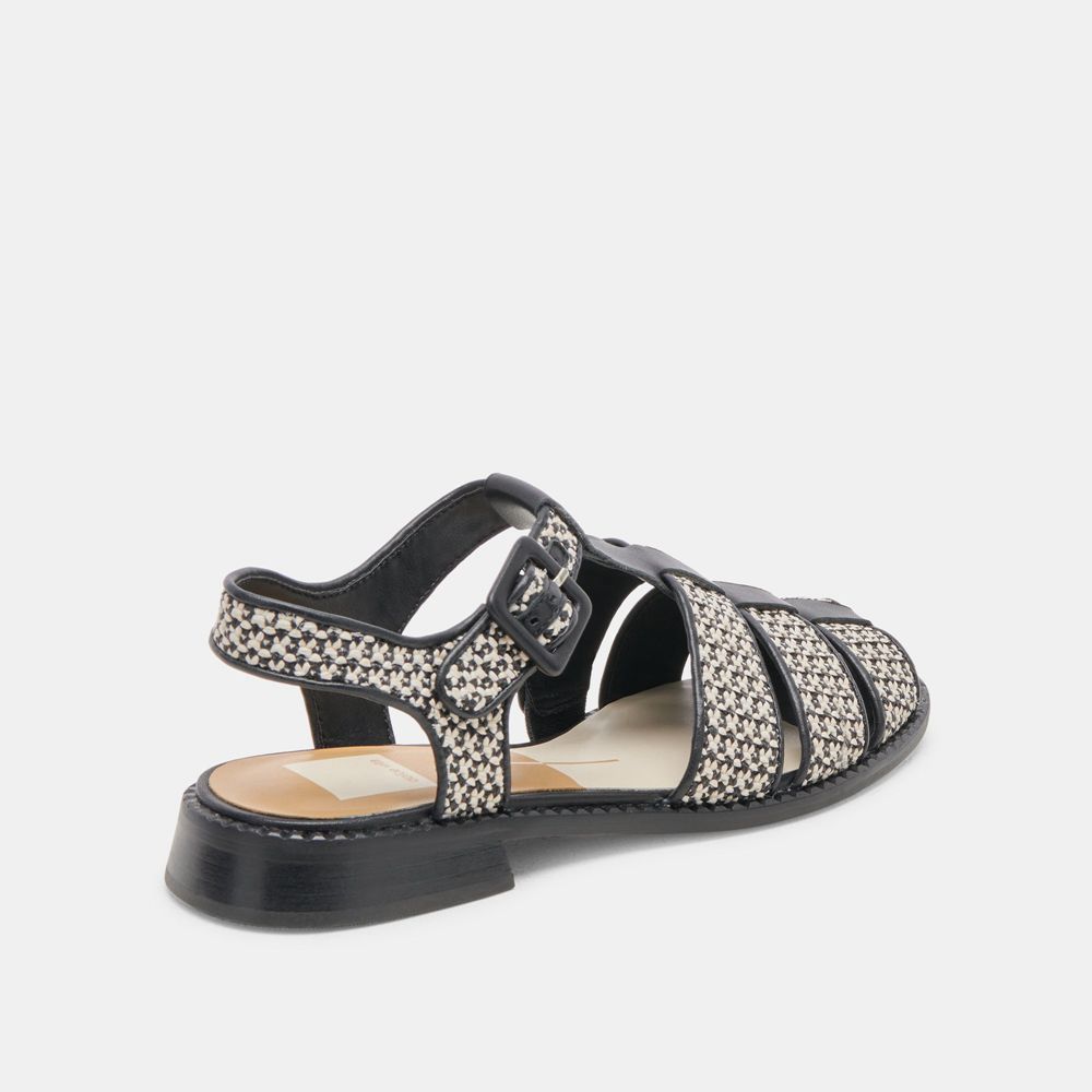 Dolce Vita Holis Raffia Women Sandals Black | US-317465YBH