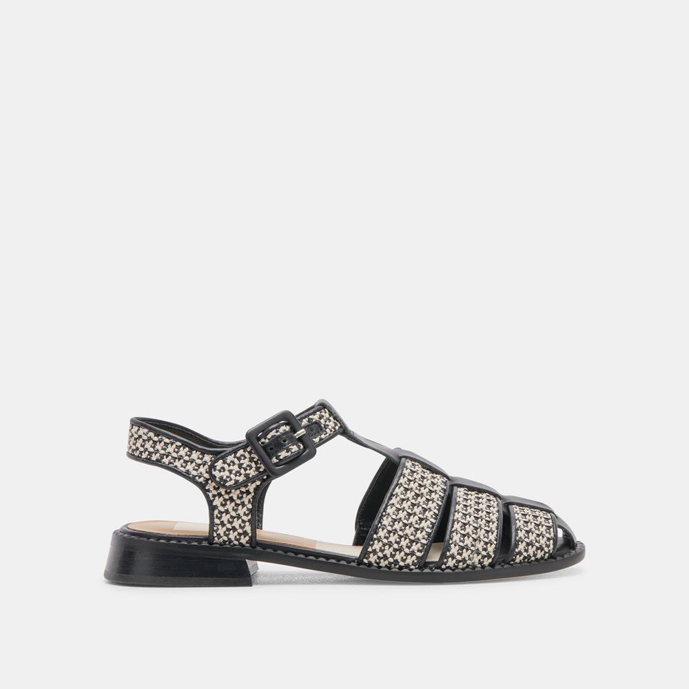 Dolce Vita Holis Raffia Women Sandals Black | US-317465YBH