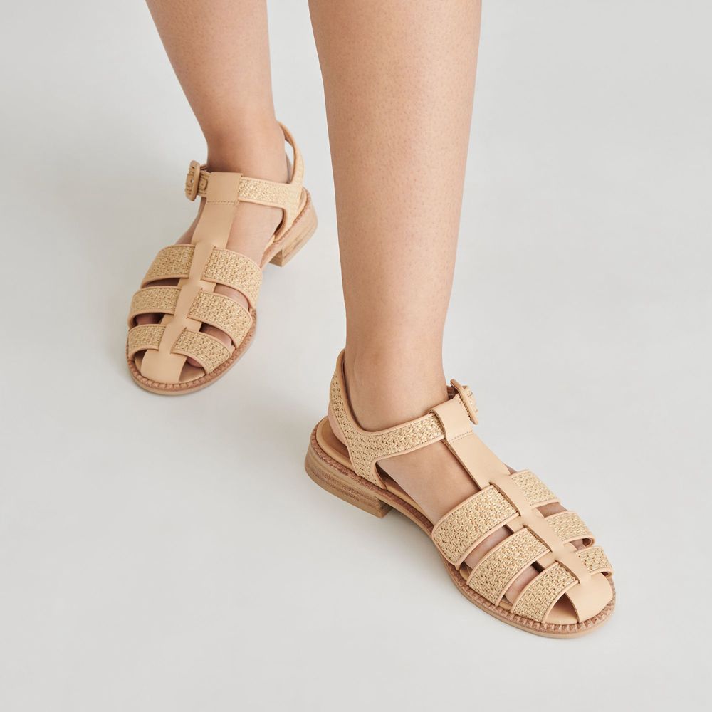 Dolce Vita Holis Raffia Women Sandals Light Brown | US-972301IMX