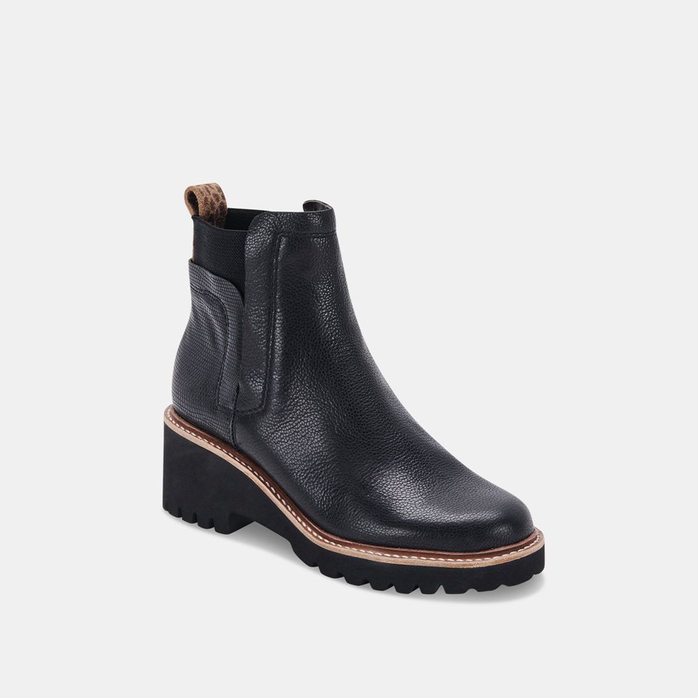 Dolce Vita Huey H2O Leather Women Boots Black | US-718650HYF