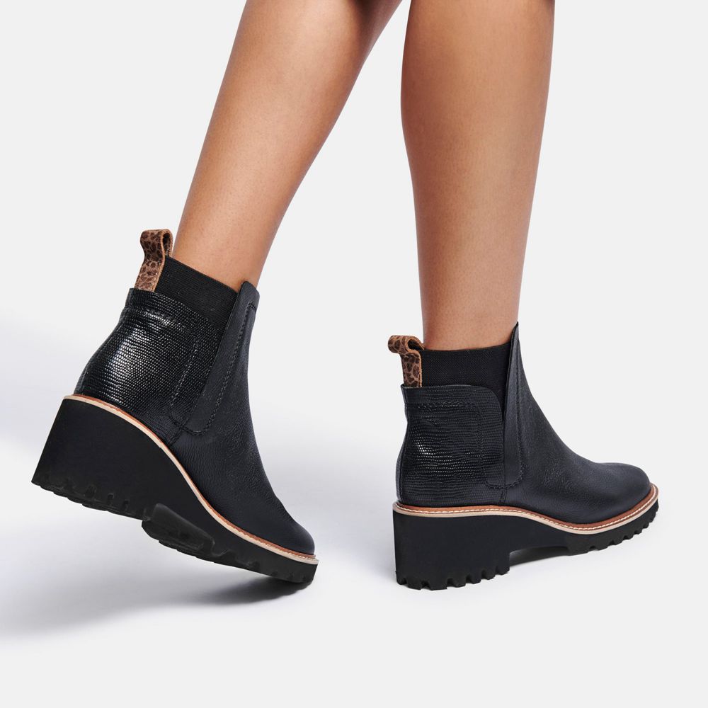 Dolce Vita Huey H2O Leather Women Boots Black | US-718650HYF