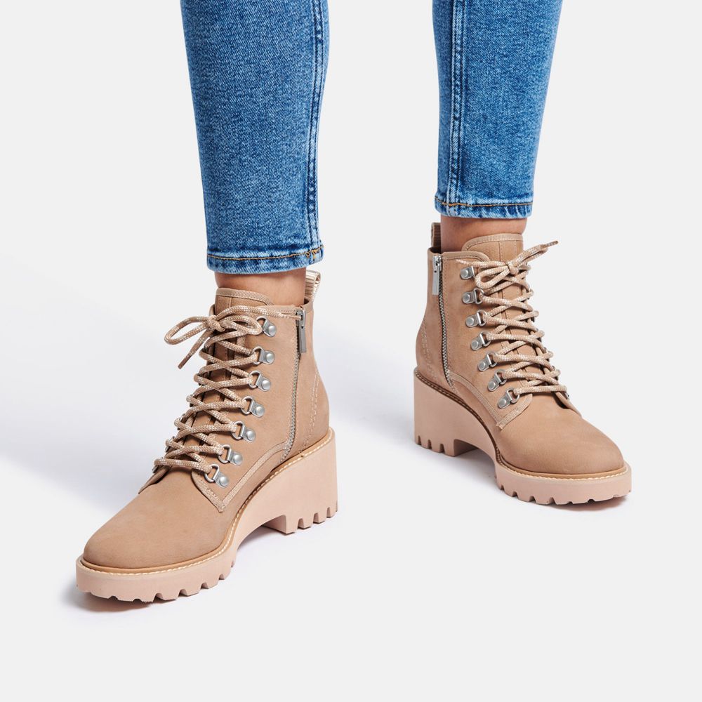 Dolce Vita Huey Hiker Nubuck Women Boots Beige | US-648027PNB