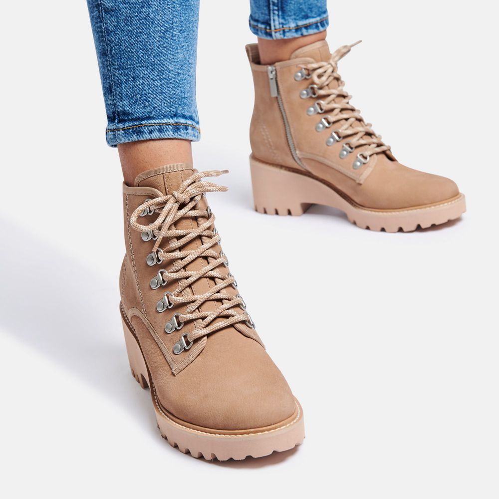 Dolce Vita Huey Hiker Nubuck Women Boots Beige | US-648027PNB