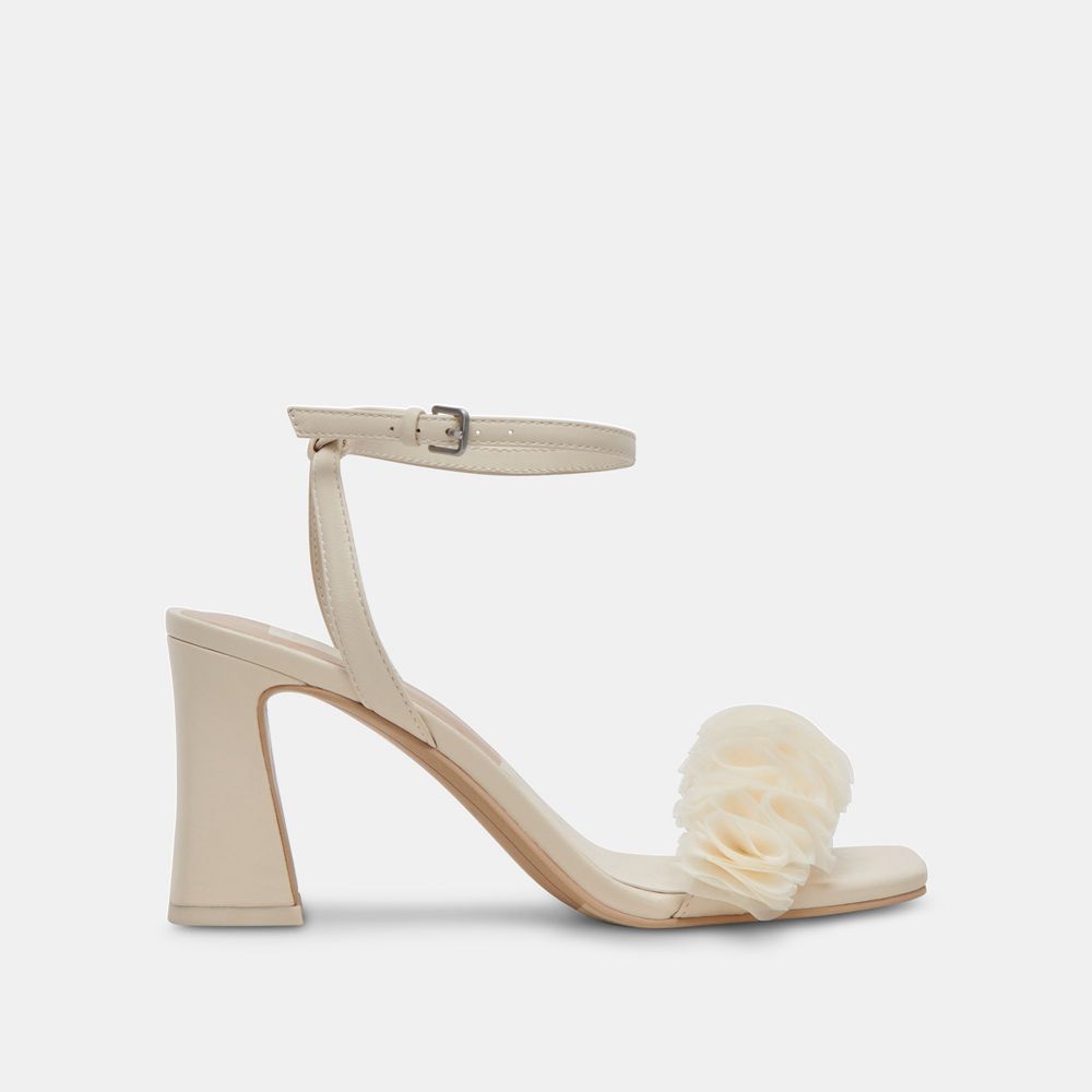 Dolce Vita Iesha Leather Women Heels Cream | US-764305GTJ