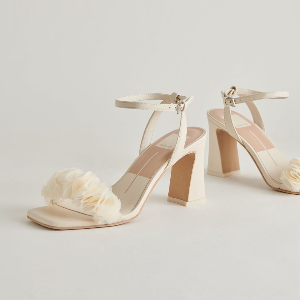 Dolce Vita Iesha Leather Women Heels Cream | US-764305GTJ