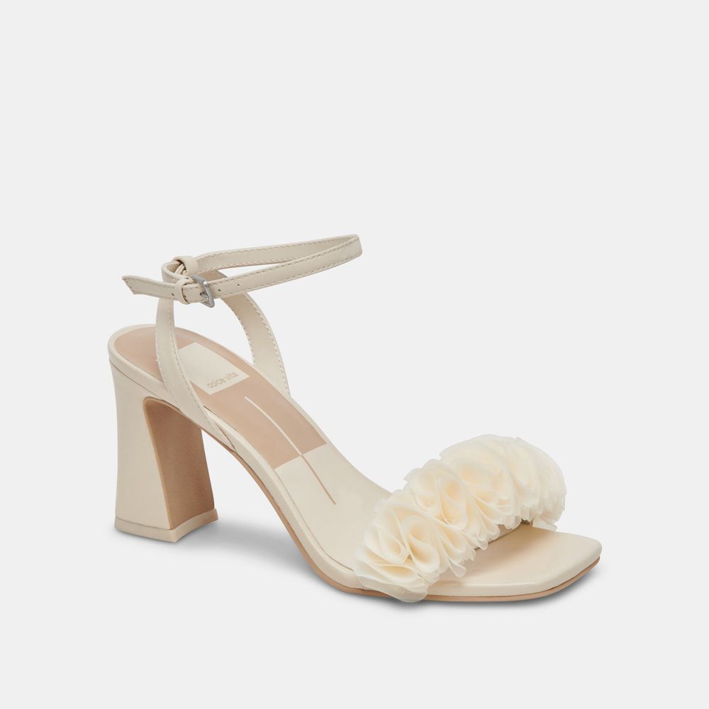 Dolce Vita Iesha Leather Women Heels Cream | US-764305GTJ