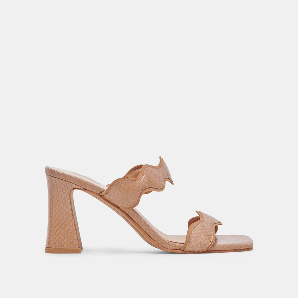 Dolce Vita Ilva Leather Women Heels Dark Beige | US-579423ISH