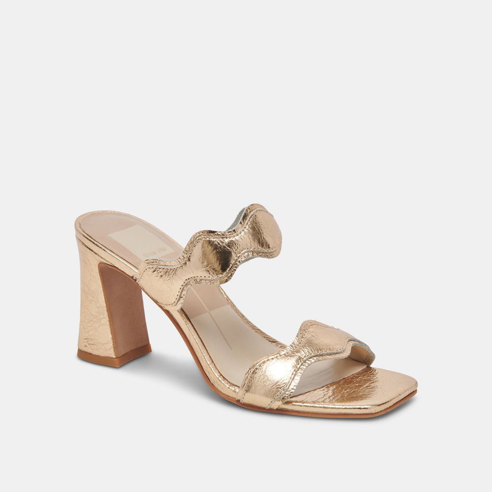 Dolce Vita Ilva Leather Women Heels Gold | US-921837MAH