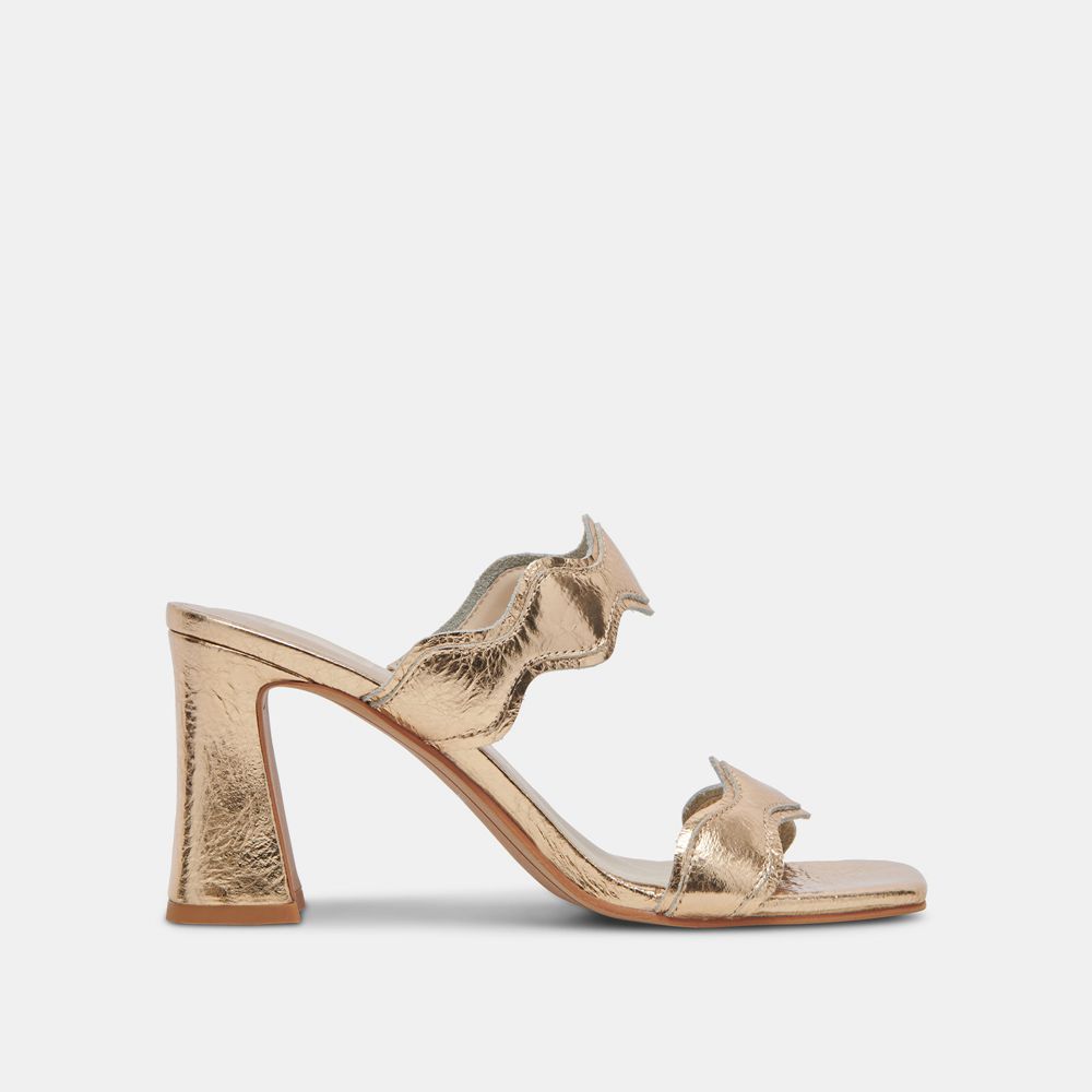 Dolce Vita Ilva Leather Women Heels Gold | US-921837MAH