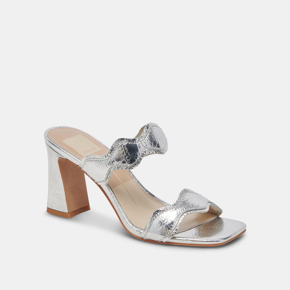 Dolce Vita Ilva Leather Women Heels Silver | US-914320COG