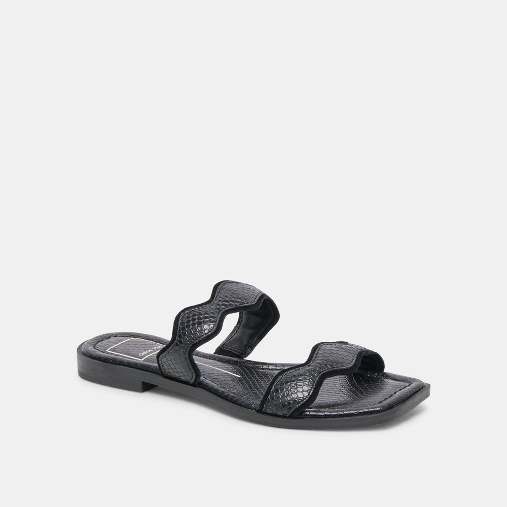 Dolce Vita Ilva Leather Women Sandals Black | US-096387OTG