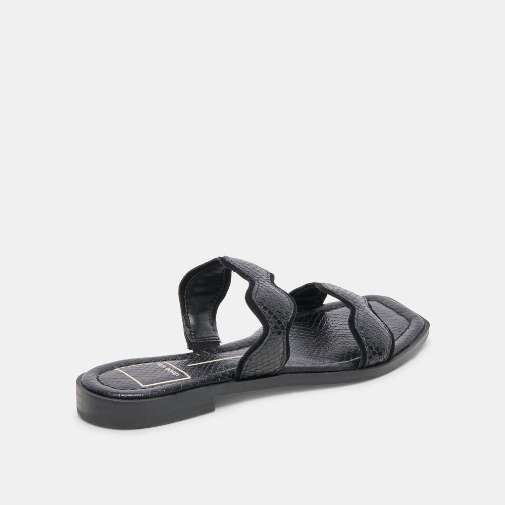 Dolce Vita Ilva Leather Women Sandals Black | US-096387OTG