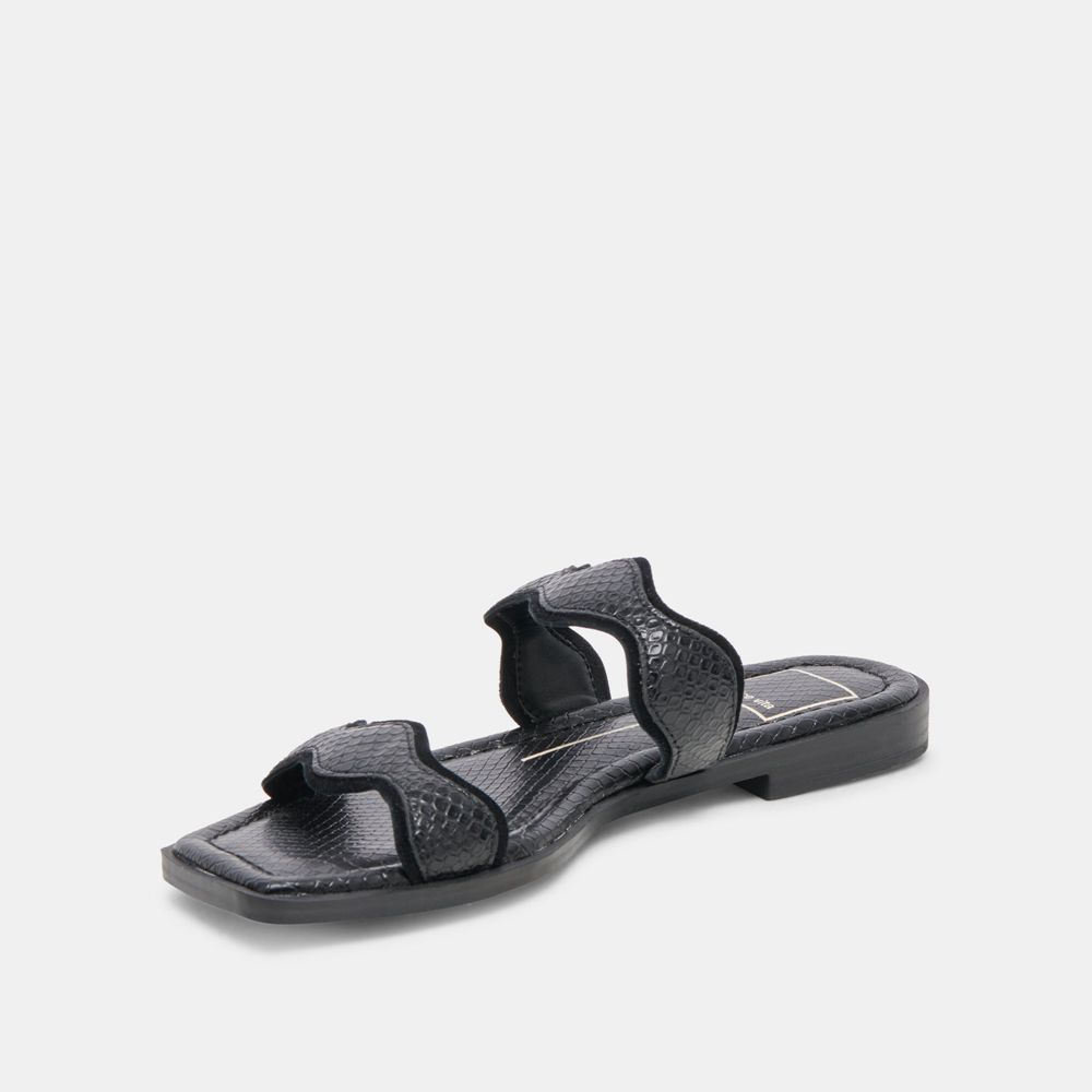 Dolce Vita Ilva Leather Women Sandals Black | US-096387OTG