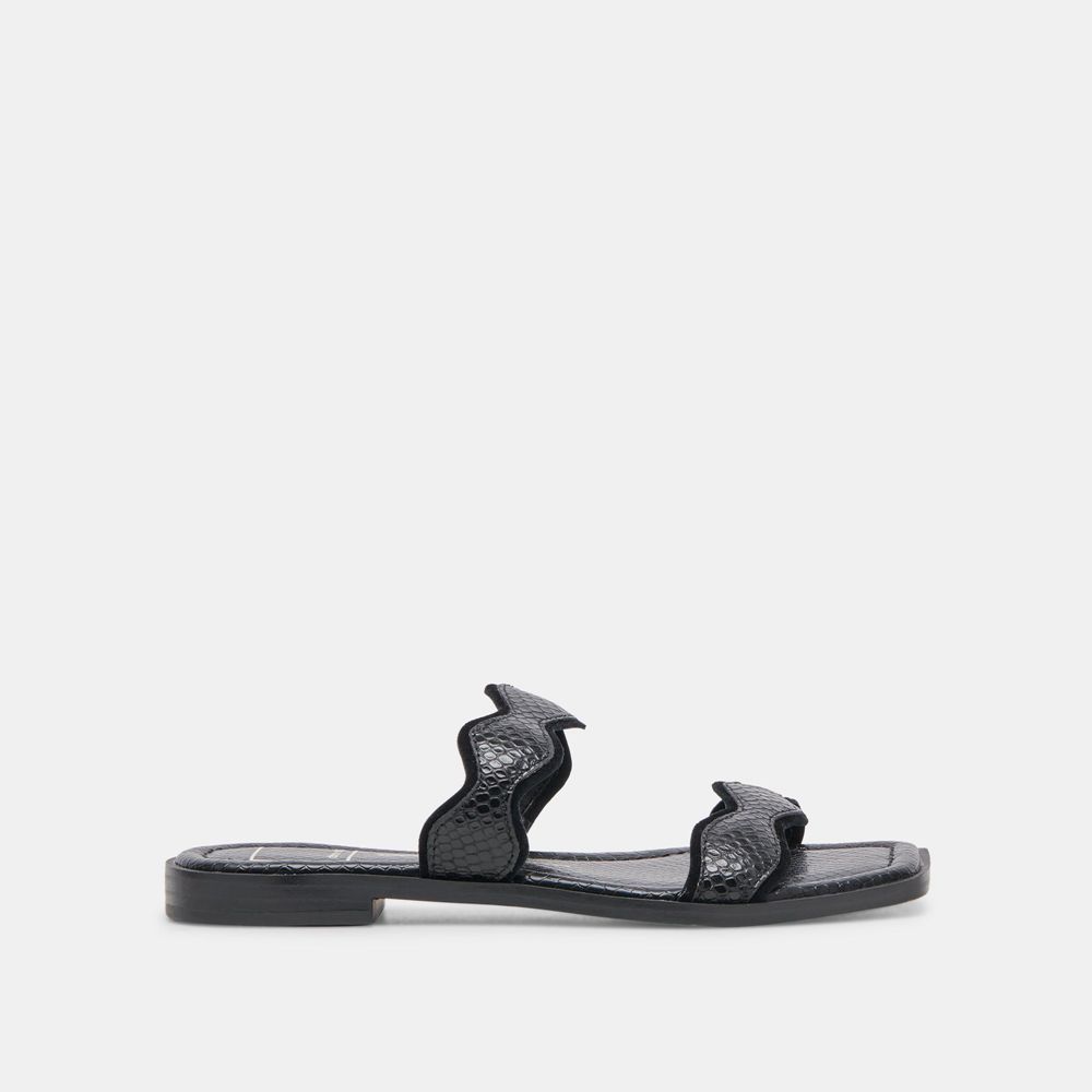 Dolce Vita Ilva Leather Women Sandals Black | US-096387OTG