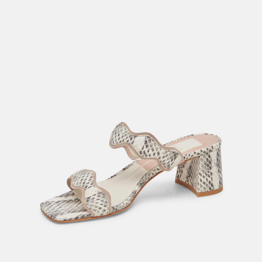 Dolce Vita Ilva Mid Leather Women Heels Grey / White | US-910528CAL