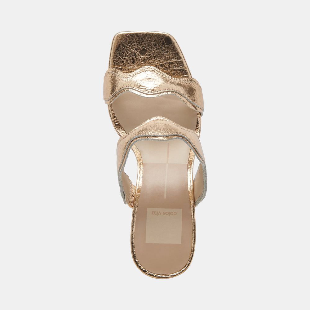 Dolce Vita Ilva Wide Leather Women Heels Gold | US-291764EVL