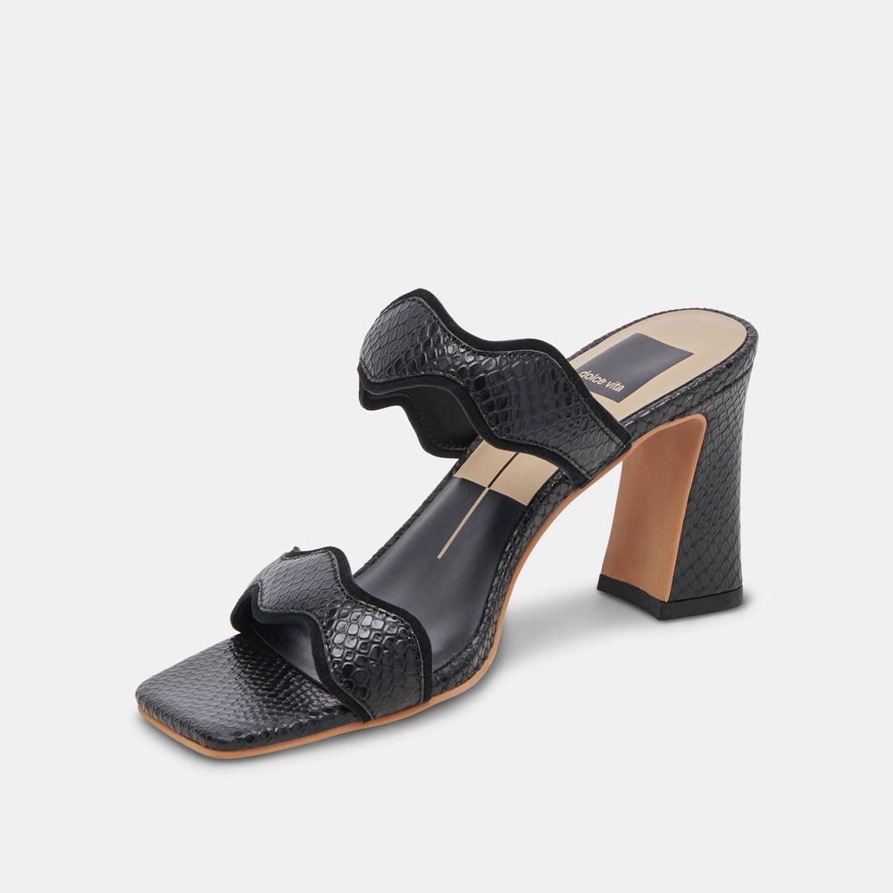 Dolce Vita Ilva Wide Leather Women Heels Black | US-962870KTI