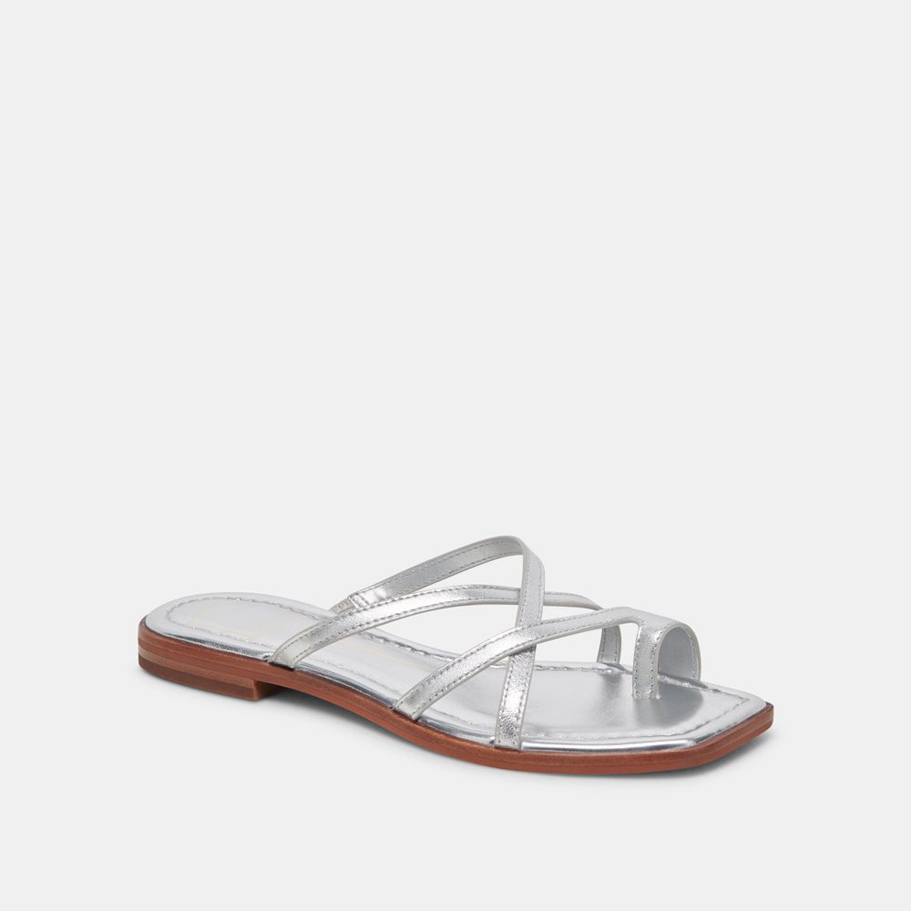 Dolce Vita Indigo Leather Women Sandals Silver | US-974865XTU