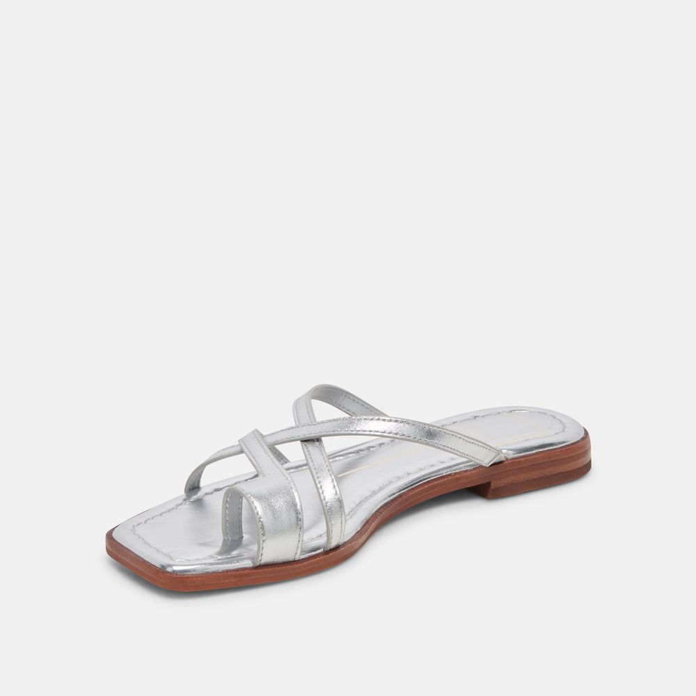 Dolce Vita Indigo Leather Women Sandals Silver | US-974865XTU