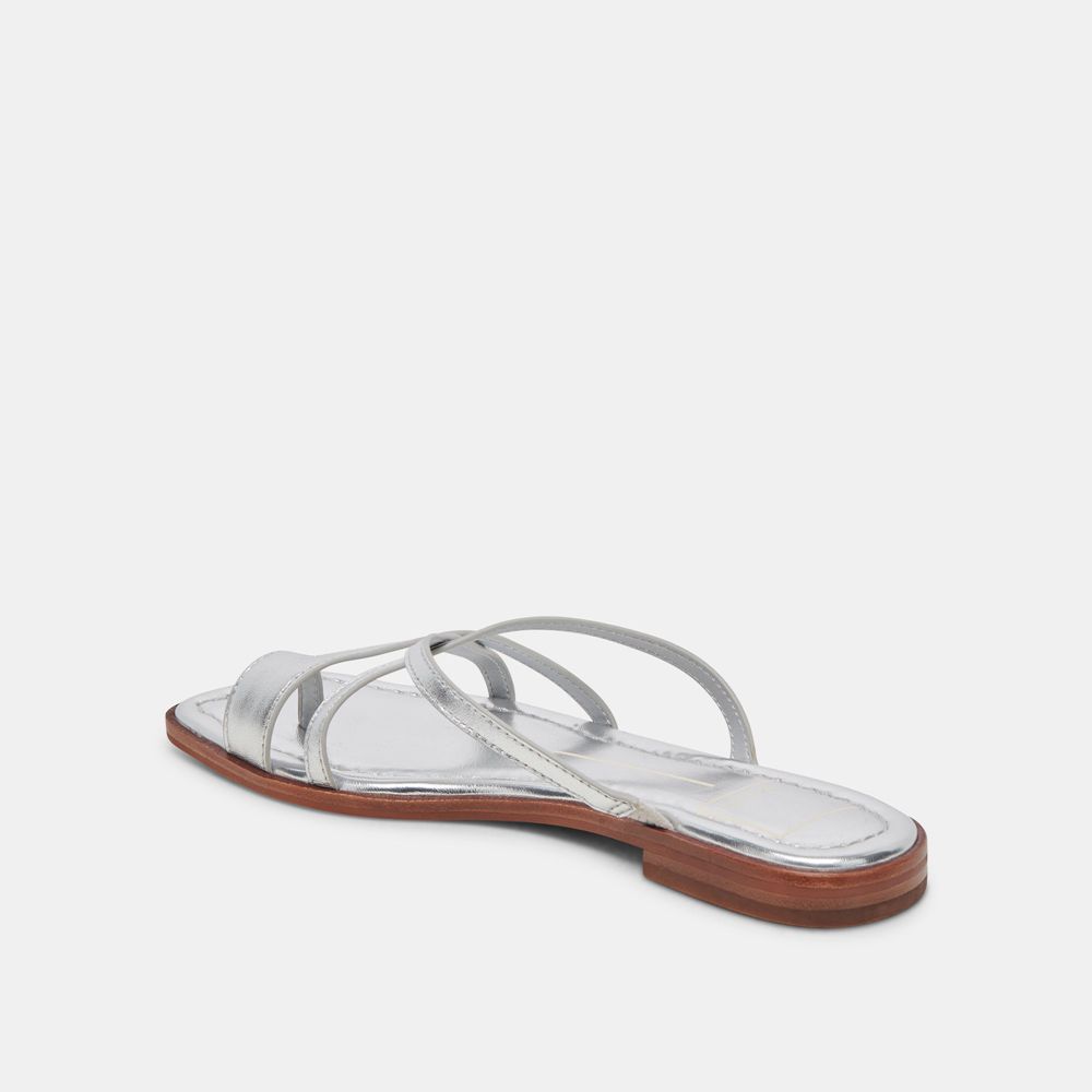 Dolce Vita Indigo Leather Women Sandals Silver | US-974865XTU